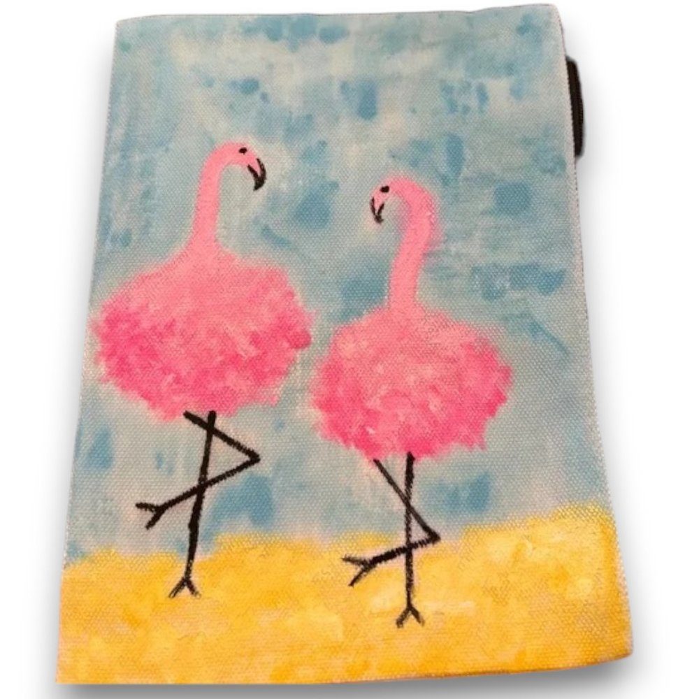 Hand Painted Canvas Make Up Bag 5” x 8”